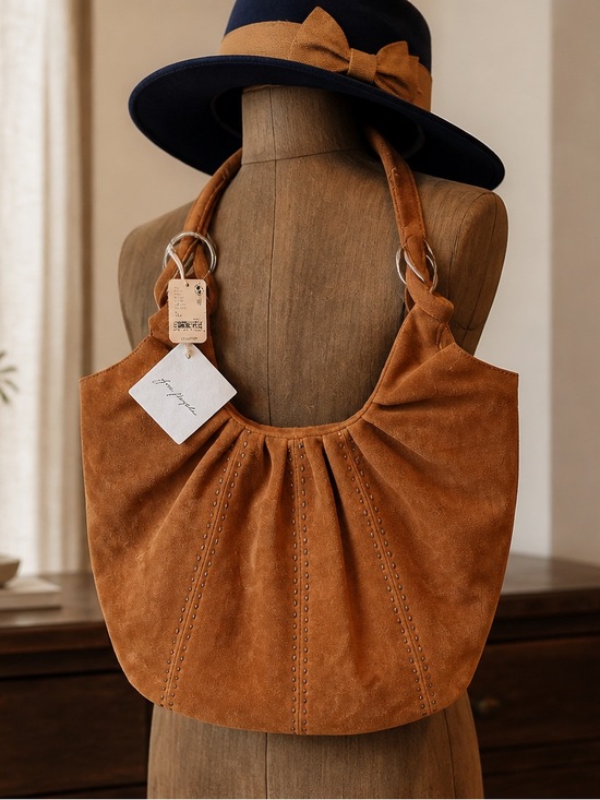 Free People Handbags - Free People Suede Hobo Shoulder Bag in Cognac NWT